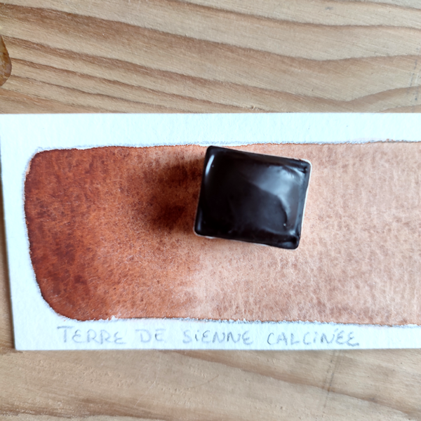 Aquarelle artisanale : terre de sienne calcinée en demi-godet – Image 2