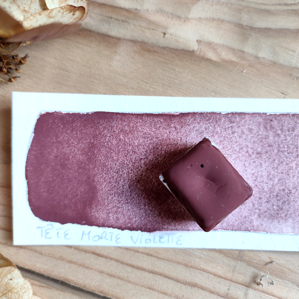 Aquarelle artisanale : tête morte violette en demi-godet – Image 2