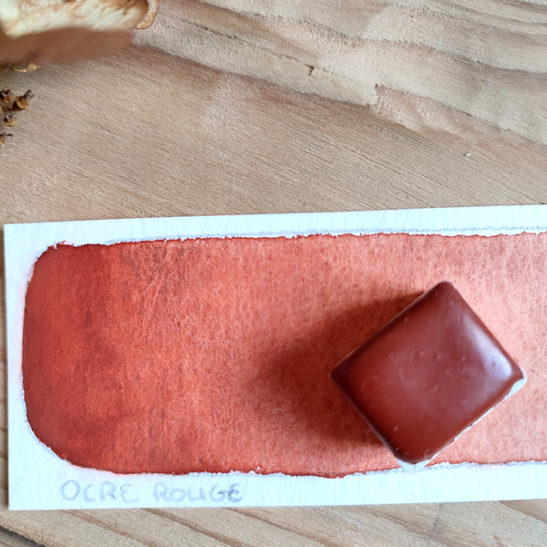 Aquarelle artisanale : ocre rouge en demi-godet – Image 2