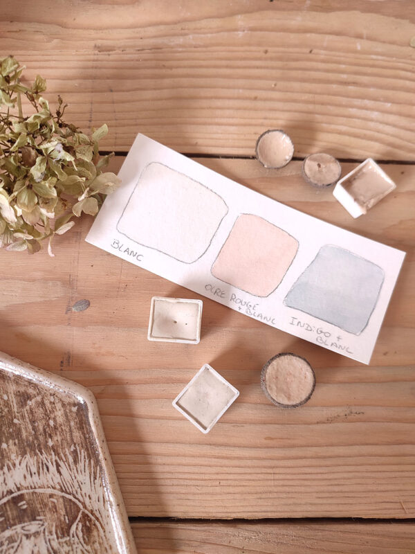 Aquarelle artisanale : blanc dans cupule de gland