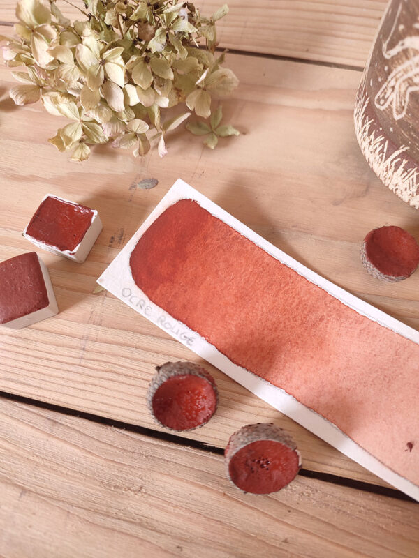 Aquarelle artisanale : ocre rouge dans cupule de gland – Image 2
